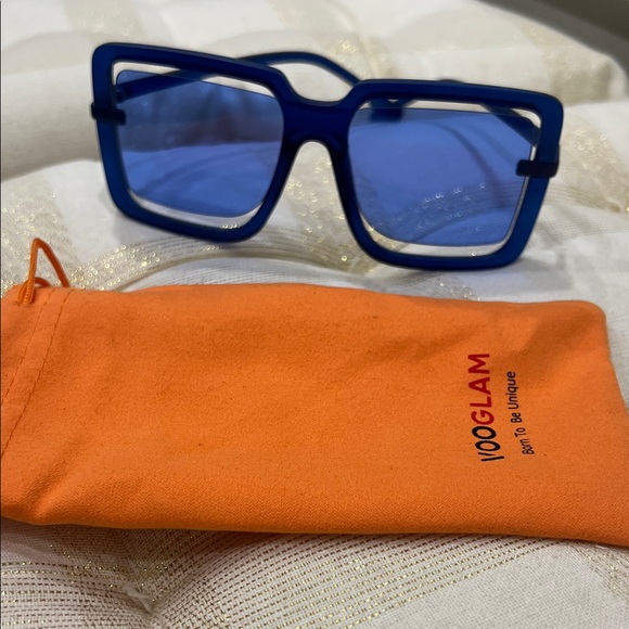 Glam Blue Square Sunglasses - Picture 6 of 7